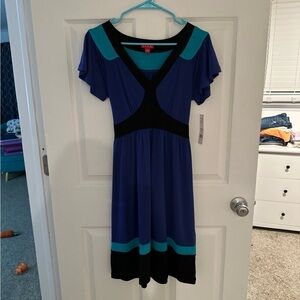 Elegant Blue and Black Dress